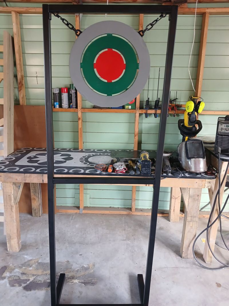Custom black steel target stand