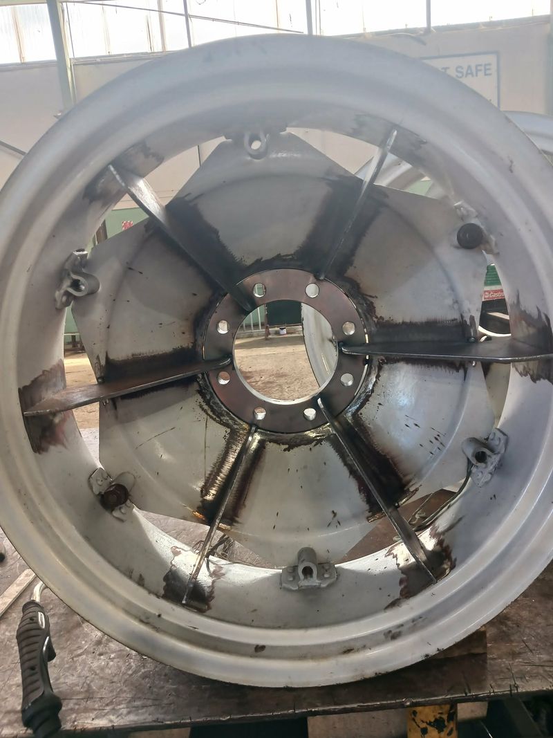 Tractor wheel rim re-welded and repaired